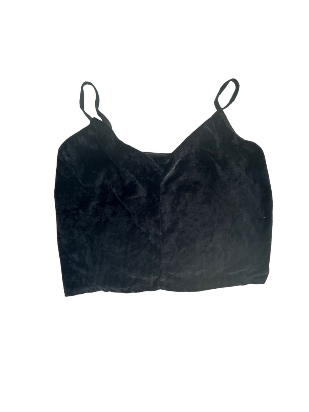 Black Velour Knit Sleeveless Crop Tank Top Bralette Shirt Women's Size Small